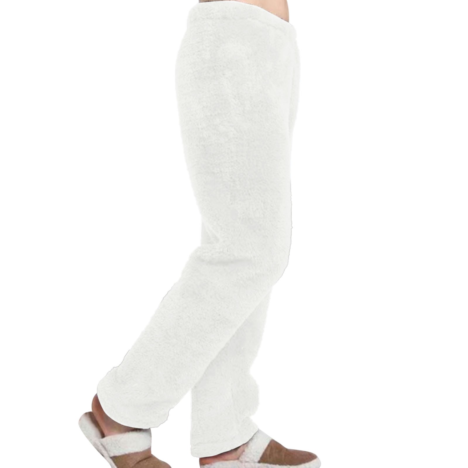 thumbnail image 1 of Pantalones de pijama de terciopelo coral para hombre para invierno - Color liso, ropa de estar por casa cálida y cómoda, 1 of 5